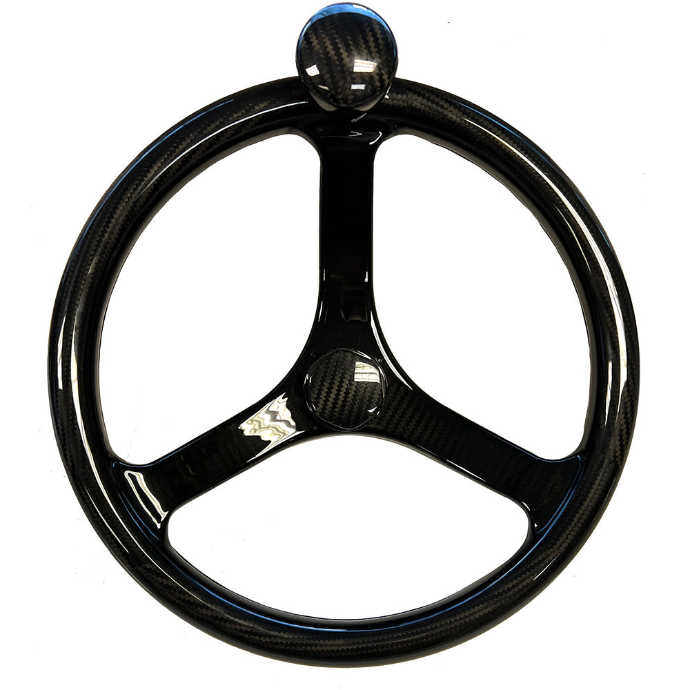 Schmitt Marine Carbon Fiber Primus Wheel w/Knob 13.5" w/Sanntoprene Finger Grip 3/4" Tapered Shaft w/CF Nut