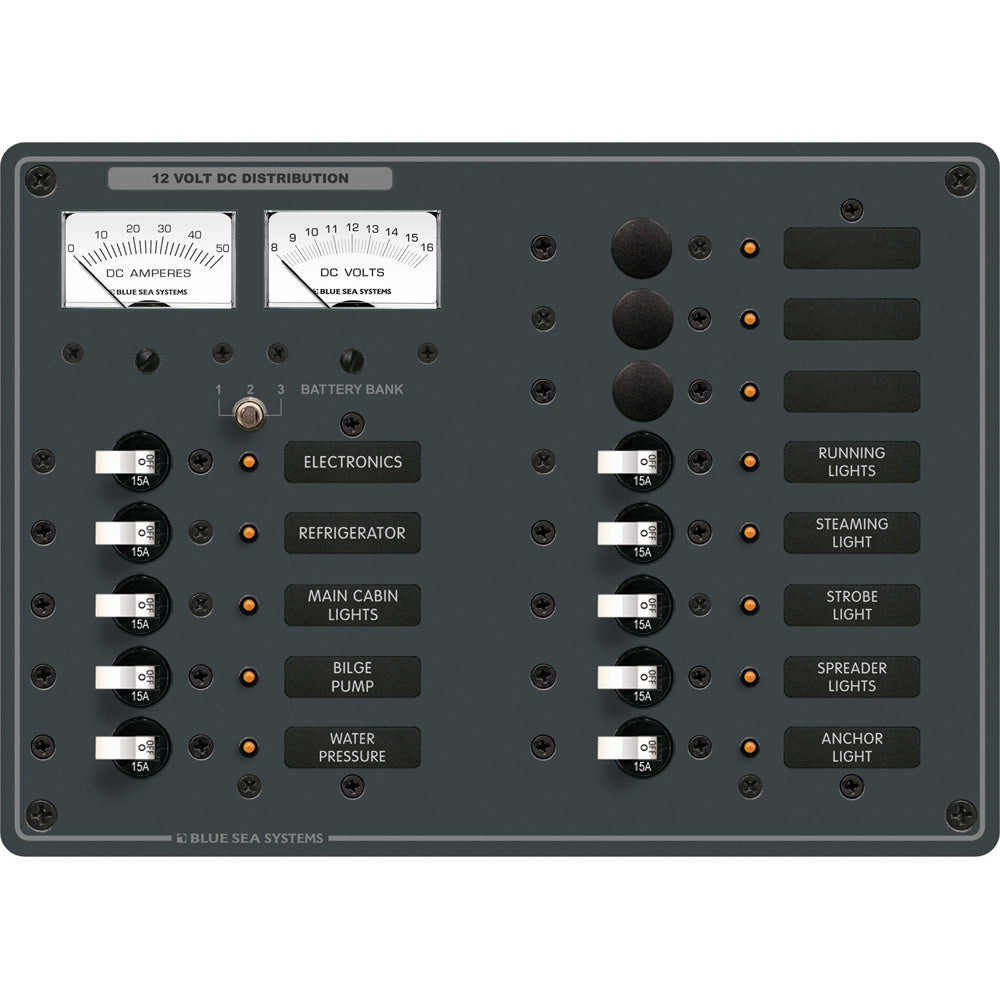 Blue Sea 8068 DC 13 Position Toggle Branch Circuit Breaker Panel - White Switches