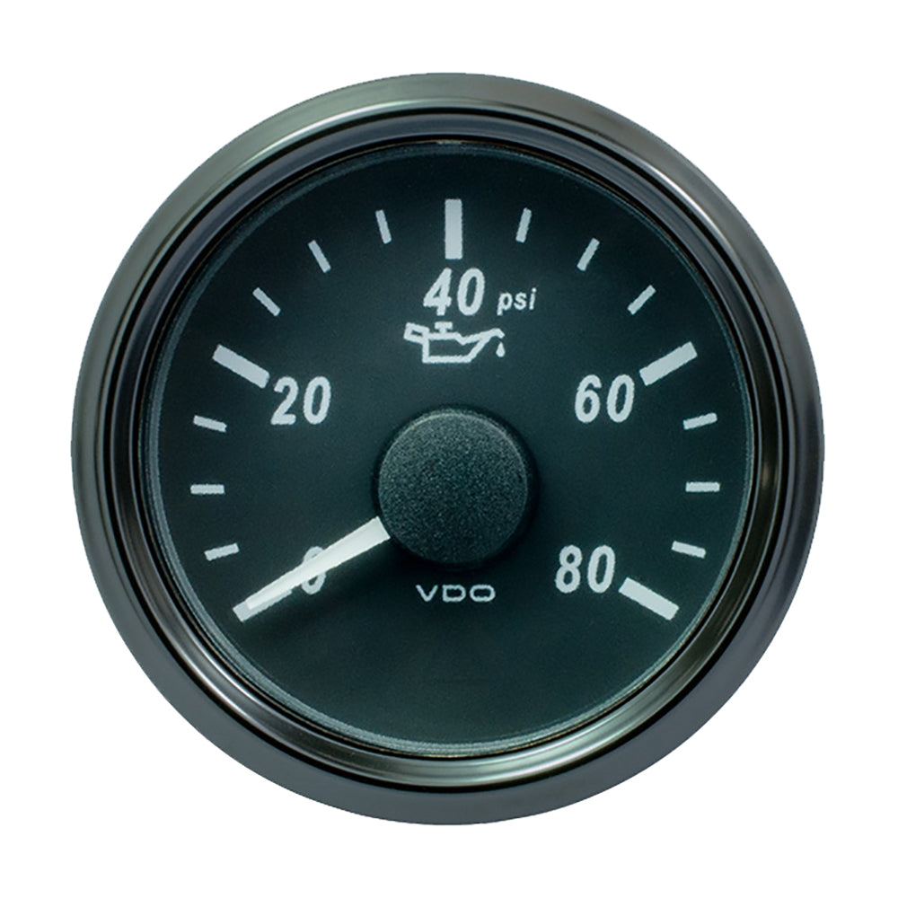 VDO SingleViu 52mm (2-1/16") Oil Pressure Gauge - 80 PSI - 240-33 Ohm