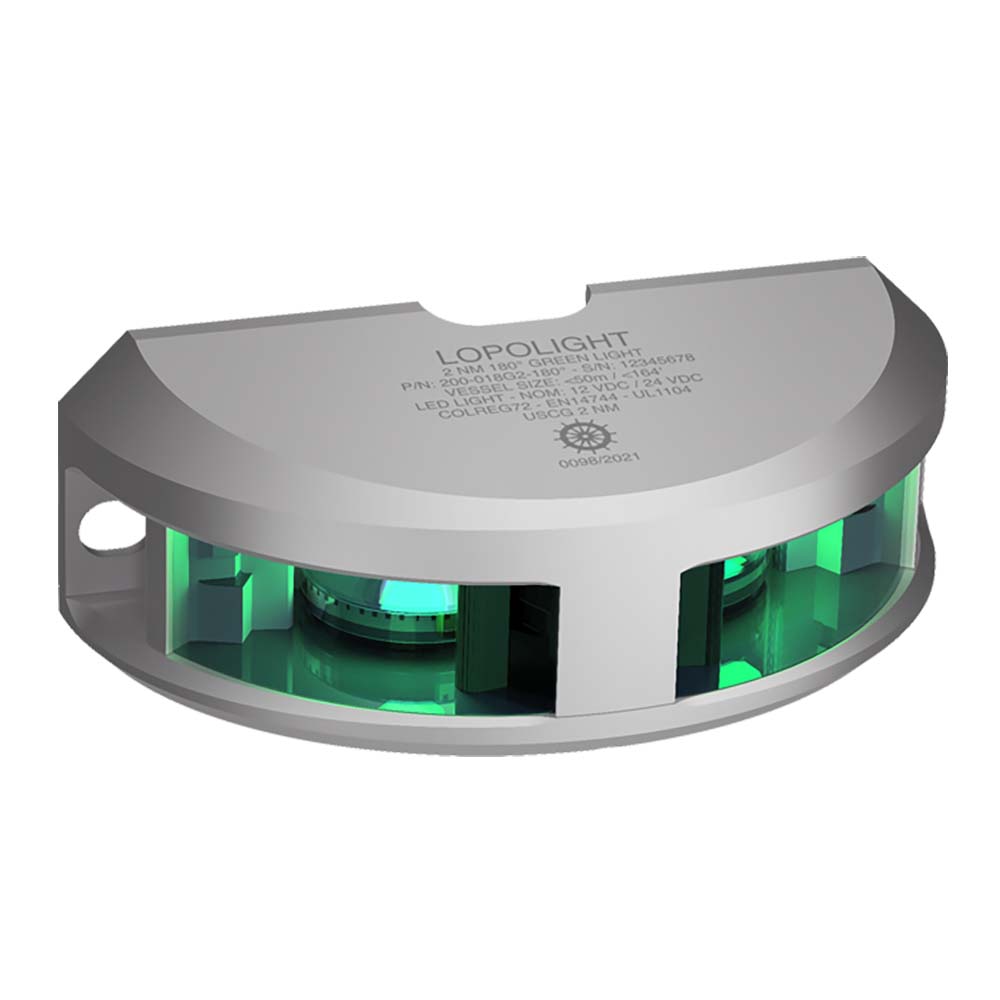 Lopolight Series 200-018 - Navigation Light - 2NM - Vertical Mount - Green - Silver Housing