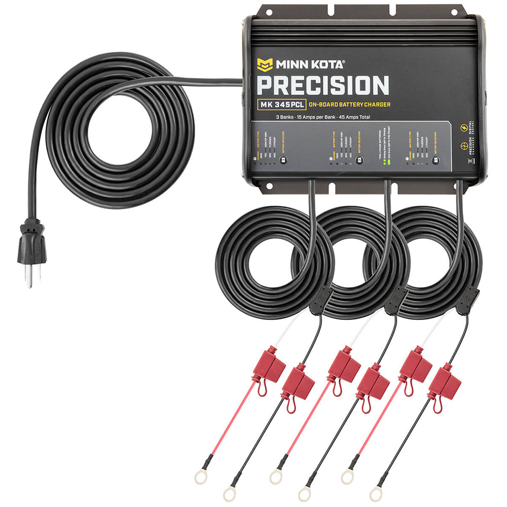 Minn Kota On-Board Precision Charger MK-345 PCL 3 Bank x 15 AMP LI Optimized Charger