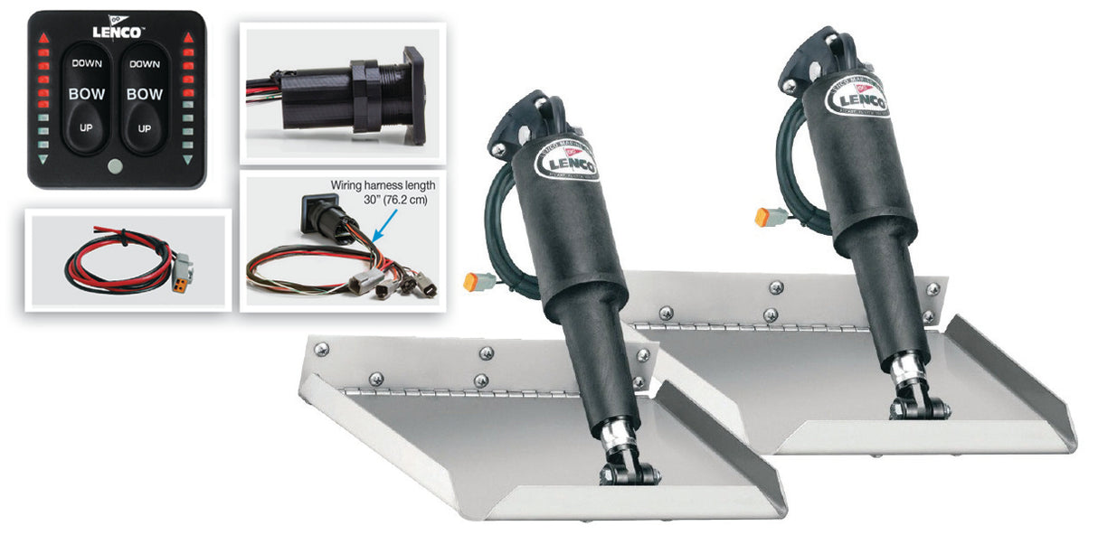 Lenco 12""x12"" Edge Mount Trim Tab Kit 12v With Led Integrated Switch